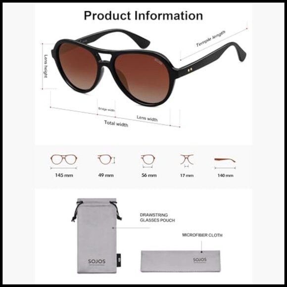 Retro Aviator Polarized Sunglasses with UV Protection main image 5